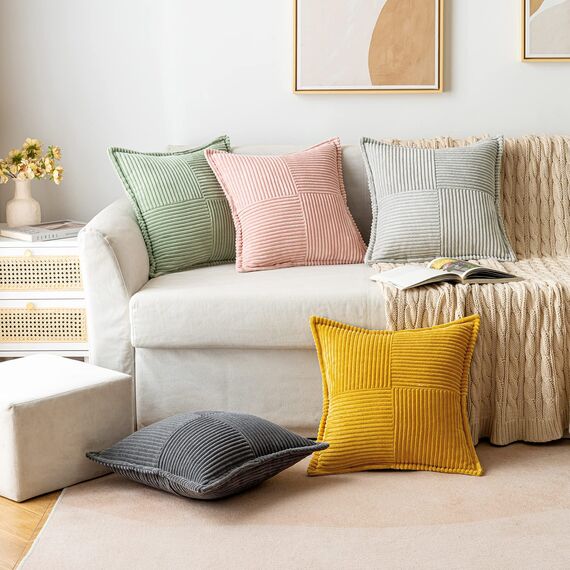 MIULEE 2er Set Kordsamt Kissenbezüge Samtkissen Weich Dekokissen Dekorativ Kissenbezug Modern Kissenhülle Sofakissen Zierkissen Couchkissen für Wohnzimmer Schlafzimmer Dunkelgrau 30x50 cm