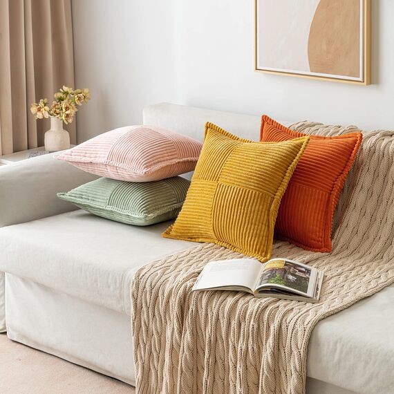 MIULEE 2er Set Kordsamt Kissenbezüge Samtkissen Weich Dekokissen Dekorativ Kissenbezug Modern Kissenhülle Sofakissen Zierkissen Couchkissen für Wohnzimmer Schlafzimmer Kurkuma 40x60 cm