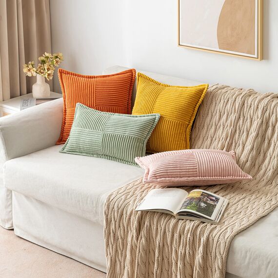 MIULEE 2er Set Kordsamt Kissenbezüge Samtkissen Weich Dekokissen Dekorativ Kissenbezug Modern Kissenhülle Sofakissen Zierkissen Couchkissen für Wohnzimmer Schlafzimmer Grün 40x60 cm