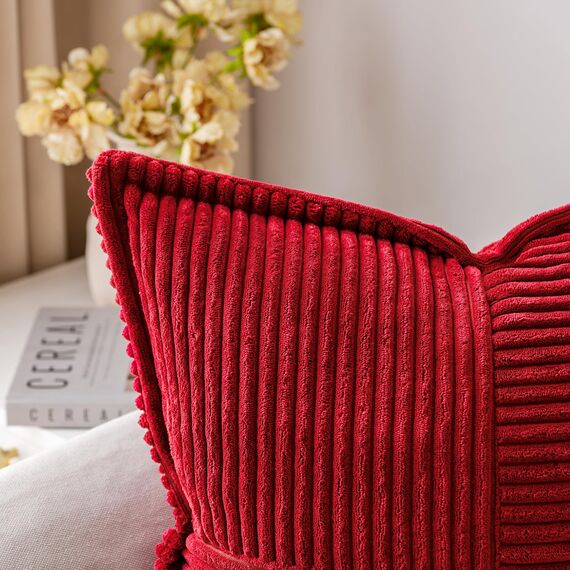 MIULEE 2er Set Kordsamt Kissenbezüge Samtkissen Weich Dekokissen Dekorativ Kissenbezug Modern Kissenhülle Sofakissen Zierkissen Couchkissen für Wohnzimmer Schlafzimmer Rot 40x40 cm