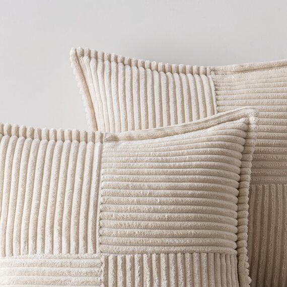 MIULEE 2er Set Kordsamt Kissenbezüge Samtkissen Weich Dekokissen Dekorativ Kissenbezug Modern Kissenhülle Sofakissen Zierkissen Couchkissen für Wohnzimmer Schlafzimmer Creme 40x40 cm