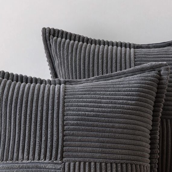 MIULEE 2er Set Kordsamt Kissenbezüge Samtkissen Weich Dekokissen Dekorativ Kissenbezug Modern Kissenhülle Sofakissen Zierkissen Couchkissen für Wohnzimmer Schlafzimmer Dunkelgrau 40x60 cm