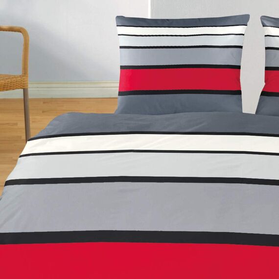 Bierbaum Bettwäsche 4757, Mako-Satin, Made in Germany, rot 63, 240x220 + 2x 80x80 cm, für das Doppelbett