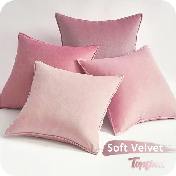 Topfinel Kissenbezug 50x50 cm rosa 4er Set Samt Kissenbezüge Kissenhülle Dekokissenbezug sofakissen dekokissen deko für Sofa Schlafzimmer Wohnzimmer Balkon Kinder flauschig Farbverlauf