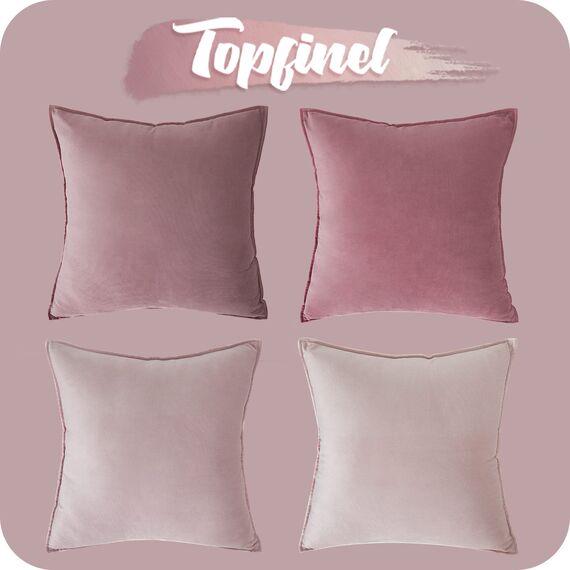 Topfinel Kissenbezug 60x60 rosa 4er Set Samt Kinderzimmer deko Kissenbezüge Kissenhülle sofakissen dekokissen Zierkissen Bezug deko für Sofa Schlafzimmer Wohnzimmer Balkon flauschig