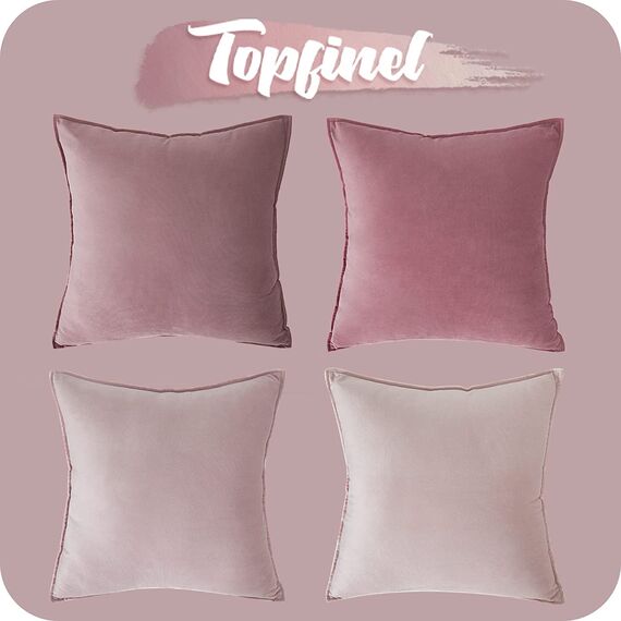 Topfinel Kissenbezug 45x45 rosa 4er Set Samt Kinderzimmer deko Kissenbezüge Kissenhülle sofakissen dekokissen Zierkissen Bezug deko für Sofa Schlafzimmer Wohnzimmer Balkon flauschig