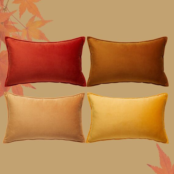 Topfinel 4er Set Kissenbezug Herbst 30x50 gelb Samt Farbverlauf Kissenbezüge Kissenhülle sofakissen dekokissen Zierkissen Bezug deko für Sofa Schlafzimmer Wohnzimmer Balkon weich