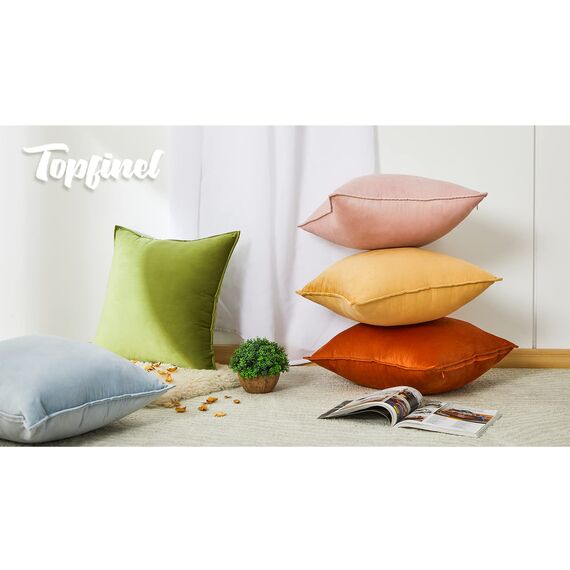 Topfinel Kissenbezug 40x40 cm grau 4er Set Samt Kissenbezüge Kissenhülle sofakissen dekokissen Zierkissen Bezug deko für Sofa Schlafzimmer Wohnzimmer Balkon flauschig Farbverlauf, Einfarbig