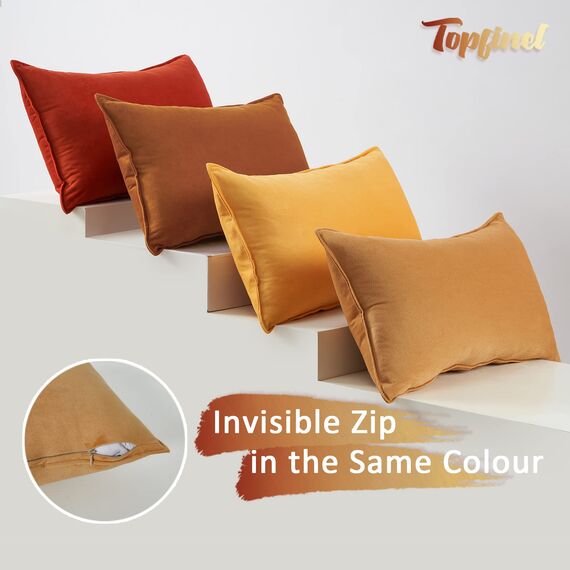Topfinel 4er Set Kissenbezug Herbst 30x50 gelb Samt Farbverlauf Kissenbezüge Kissenhülle sofakissen dekokissen Zierkissen Bezug deko für Sofa Schlafzimmer Wohnzimmer Balkon weich