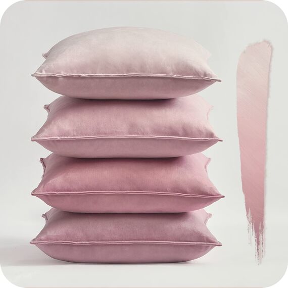 Topfinel Kissenbezug, Einfarbig, 40x40 cm rosa 4er Set Samt Kissenbezüge Kissenhülle Dekokissenbezug sofakissen dekokissen deko für Sofa Schlafzimmer Wohnzimmer Balkon Kinder flauschig Farbverlauf