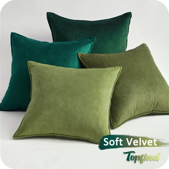Topfinel Kissenbezug 50x50 cm grün 4er Set Samt Kissenbezüge Kissenhülle Dekokissenbezug sofakissen dekokissen deko für Sofa Schlafzimmer Wohnzimmer Balkon Kinder flauschig Farbverlauf