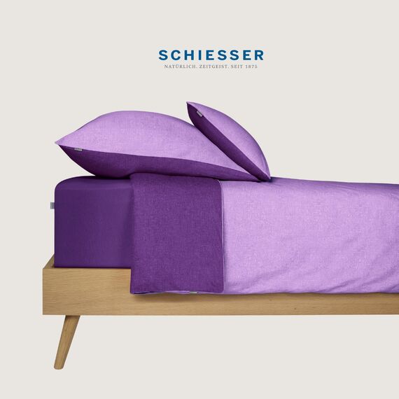 Schiesser Bettwäscheset Doubleface | Renforcé | 2-teilig | Zweifarbig | 100 % Baumwolle | Oeko-Tex® Made in Green Zertifiziert | Reißverschluss | 135x200cm + 80x80cm | Lila