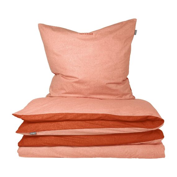 Schiesser Bettwäscheset Doubleface | Renforcé | 2-teilig | Zweifarbig | 100 % Baumwolle | Oeko-Tex® Made in Green Zertifiziert | Reißverschluss | 155x220cm + 80x80cm | Terrakotta