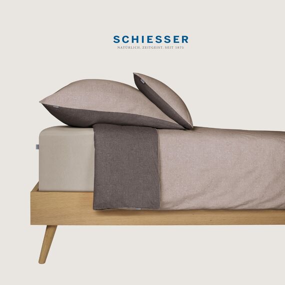 Schiesser Bettwäscheset Doubleface - Renforcé - 2-teilig - 155 x 220 cm - Taupe-Dunkelgrau