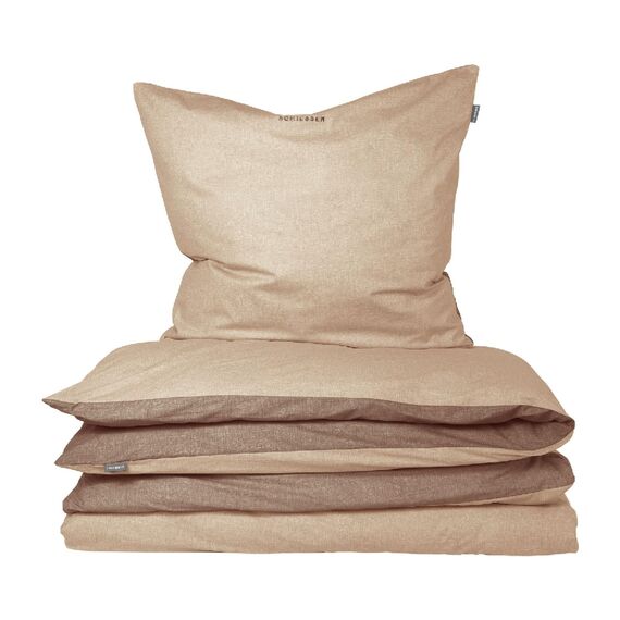 Schiesser Bettwäscheset Doubleface | Renforcé | 2-teilig | Zweifarbig | 100 % Baumwolle | Oeko-Tex® Made in Green Zertifiziert | Reißverschluss | 155x220cm + 80x80cm | Sand