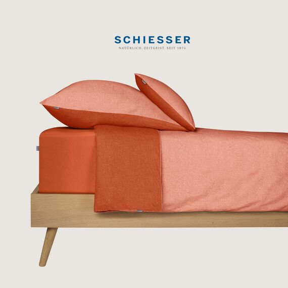 Schiesser Bettwäscheset Doubleface | Renforcé | 2-teilig | Zweifarbig | 100 % Baumwolle | Oeko-Tex® Made in Green Zertifiziert | Reißverschluss | 155x220cm + 80x80cm | Terrakotta