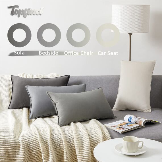 Topfinel Kissenbezug 30x50 grau 4er Set Samt Farbverlauf Kissenbezüge Kissenhülle sofakissen dekokissen Zierkissen Bezug deko für Sofa Schlafzimmer Wohnzimmer Balkon flauschig