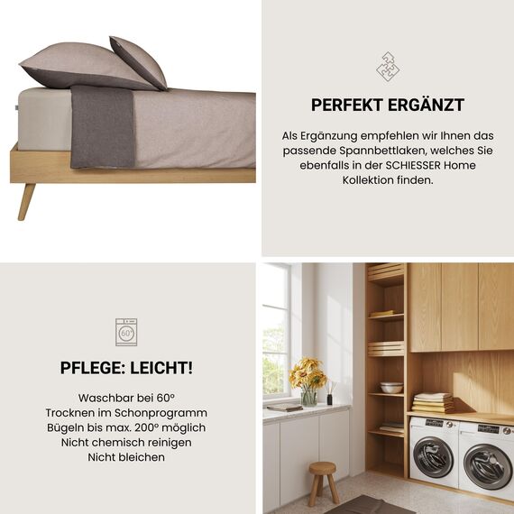 Schiesser Bettwäscheset Doubleface - Renforcé - 2-teilig - 155 x 220 cm - Taupe-Dunkelgrau