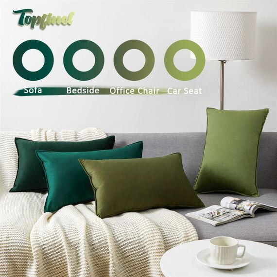 Topfinel Kissenbezug 30x50 Samt 4er Set grün Farbverlauf Kissenbezüge Kissenhülle sofakissen dekokissen Zierkissen Bezug deko für Sofa Schlafzimmer Wohnzimmer Kinderzimmer