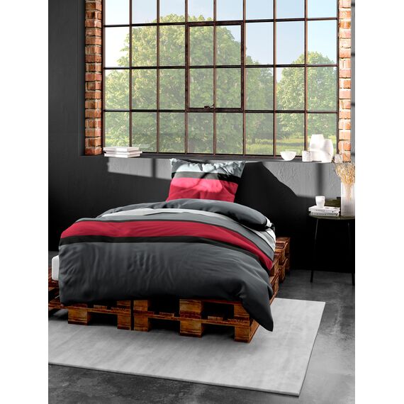 Bierbaum Bettwäsche 4757, Mako-Satin, Designed in Germany, rot 63, 135x200 + 80x80 cm