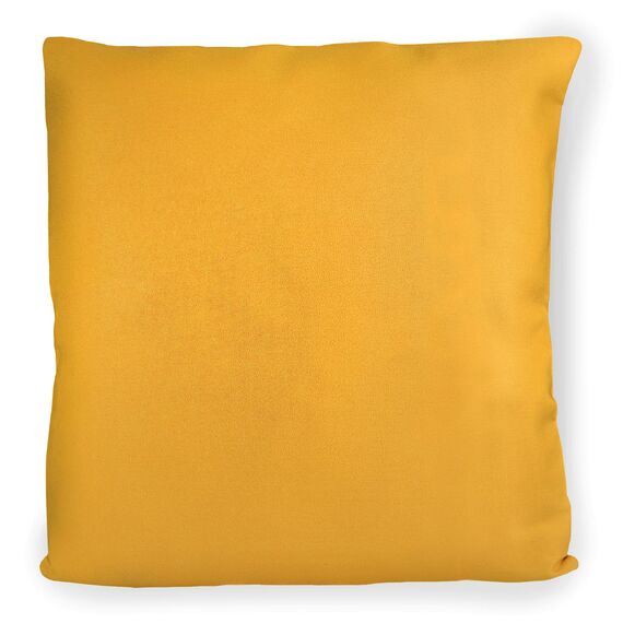 LOOXIS Personalisiertes Kissen mit Foto & Text Bedruckt, selbst gestalten – 40x40 cm, farbige Rückseite, Leinenhaptik – Geschenkidee Männer, Frauen, Jahrestag, Geburtstag, Einzug – Honiggelb