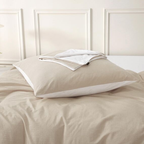 MILDLY Kissenbezug 40x80 Baumwolle Kamel Beige, Kissenbezüge 2 Teilig mit Reißverschluss, Ähnliche Textur wie Stone Washed Leinen, ÖkoTex Zertifiziert, Weich und Bequem