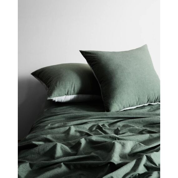 MILDLY Kissenbezug 80x80 Baumwolle Salbeigrün, Kissenbezüge 2 Teilig mit Reißverschluss, Ähnliche Textur wie Stone Washed Leinen, ÖkoTex Zertifiziert, Weich und Bequem