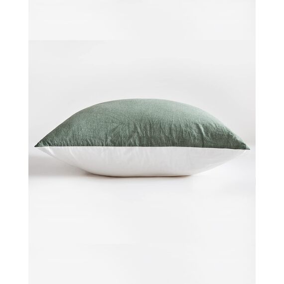 MILDLY Kissenbezug 80x80 Baumwolle Salbeigrün, Kissenbezüge 2 Teilig mit Reißverschluss, Ähnliche Textur wie Stone Washed Leinen, ÖkoTex Zertifiziert, Weich und Bequem
