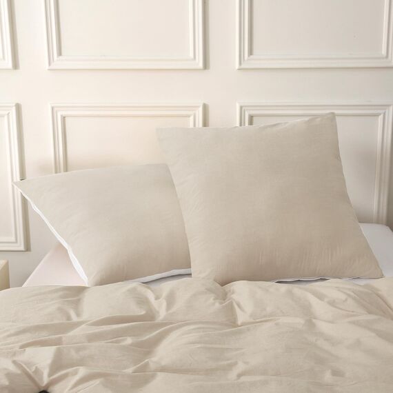 MILDLY Kissenbezug 40x80 Baumwolle Kamel Beige, Kissenbezüge 2 Teilig mit Reißverschluss, Ähnliche Textur wie Stone Washed Leinen, ÖkoTex Zertifiziert, Weich und Bequem