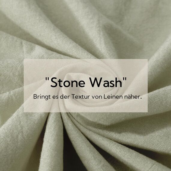 MILDLY Bettwäsche 155x220 Baumwolle, Bettwäsche-Sets Vintagegrün 2 Teilig mit Reißverschluss Ähnliche Textur wie Stone Washed Leinen und Enthält 1 Bettbezug und 1 Kissenbezug 80x80