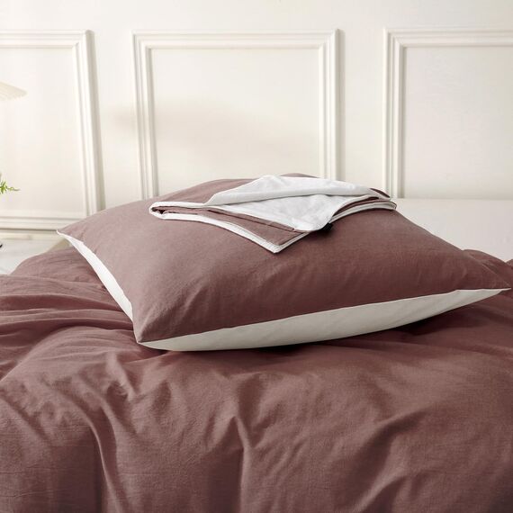 MILDLY Kissenbezug 40x80 Baumwolle Ziegelrot, Kissenbezüge 2 Teilig mit Reißverschluss, Ähnliche Textur wie Stone Washed Leinen, ÖkoTex Zertifiziert, Weich und Bequem