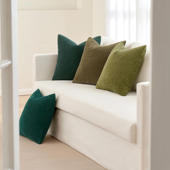 MIULEE 4er Set Kissenbezug Kissen Dekorative Kissenbezüge Kordsamt Sofakissen Dekokissen Kopfkissenbezug Couchkissen Deko Bezug für Sofa Couch Wohnzimmer Schlafzimmer 40x40cm Grüne Serie
