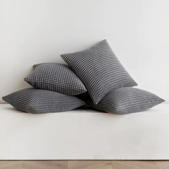 MIULEE 4er Set Kissenbezug Kissen Dekorative Kissenbezüge Kordsamt Sofakissen Dekokissen Kopfkissenbezug Couchkissen Deko Bezug für Sofa Couch Wohnzimmer Schlafzimmer Büro 50x50 cm Dunkelgrau