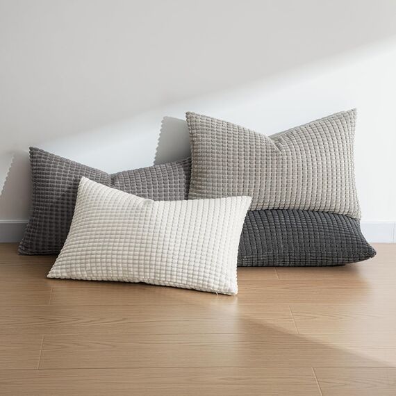 MIULEE 4er Set Kissenbezug Kissen Dekorative Kissenbezüge Kordsamt Sofakissen Dekokissen Kopfkissenbezug Couchkissen Deko Bezug für Sofa Couch Wohnzimmer Schlafzimmer Büro 40x60cm Graue Serie