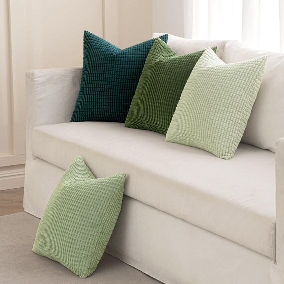 MIULEE 4er Set Kissenbezug Kissen Dekorative Kissenbezüge Kordsamt Sofakissen Dekokissen Couchkissen Deko Bezug für Sofa Couch Wohnzimmer Schlafzimmer Büro 50x50 cm Waldgrün Serie