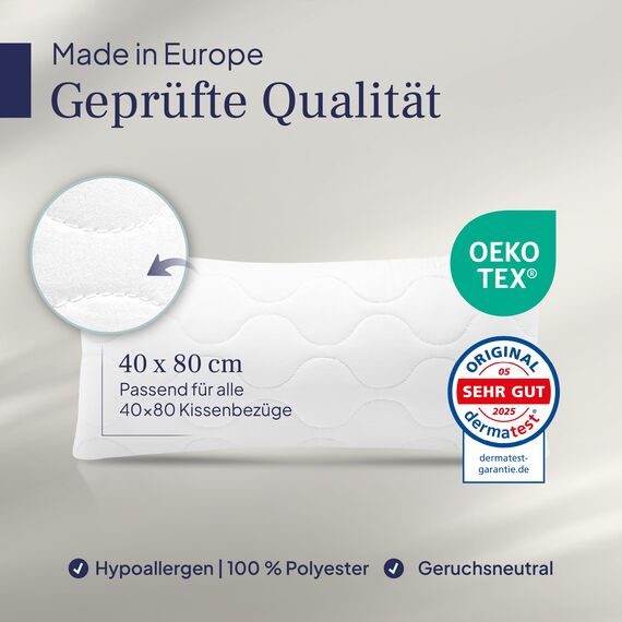 Gentle North Kopfkissen (40x80 cm groß) - 2er Set Kissen für Bett und als Dekokissen - Mit Reißverschluss für Füllung - Sofakissen - Zierkissen für Couch und Sofa - Ökotex - Waschbar bis 60° - Weiß
