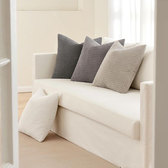 MIULEE Kissenbezug 40x40 4er Set Graue Serie Kissenbezüge Dekorative Kordsamt Sofakissen Dekokissen Kopfkissenbezug Couchkissen Deko Bezug für Sofa Couch Wohnzimmer Schlafzimmer Büro