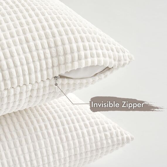MIULEE 4er Set Kissenbezug Dekorative Kissenbezüge Kordsamt Boho Sofakissen Dekokissen Zierkissen Couchkissen Deko Bezug für Sofa Couch Wohnzimmer Schlafzimmer Büro 40x40 cm Weiß