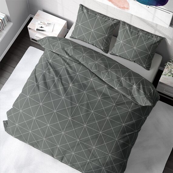 DILIOS Premium Bettwäsche 135x200 – 100% Baumwolle, ÖKO-TEX Zertifiziert, Renforcé, Atmungsaktiv & Antiallergisch, mit Reißverschluss, 2teilig – Bettbezug + Kissenbezug 80x80, Grau gestreift