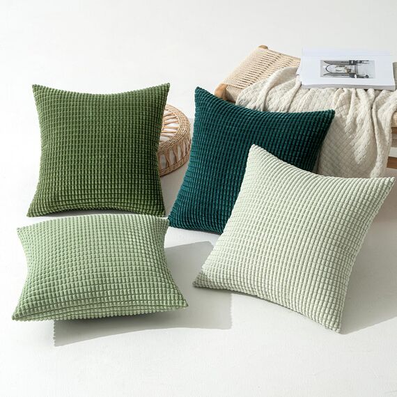 MIULEE 4er Set Kissenbezug Kissen Dekorative Kissenbezüge Kordsamt Sofakissen Dekokissen Couchkissen Deko Bezug für Sofa Couch Wohnzimmer Schlafzimmer Büro 40x40 cm Waldgrün Serie