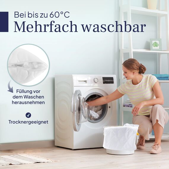 Gentle North Kopfkissen (80x80 cm groß) - Schlafkissen für Bett - Mit Reißverschluss für Füllung - Ökotex - Waschbar bis 60° - Weiß