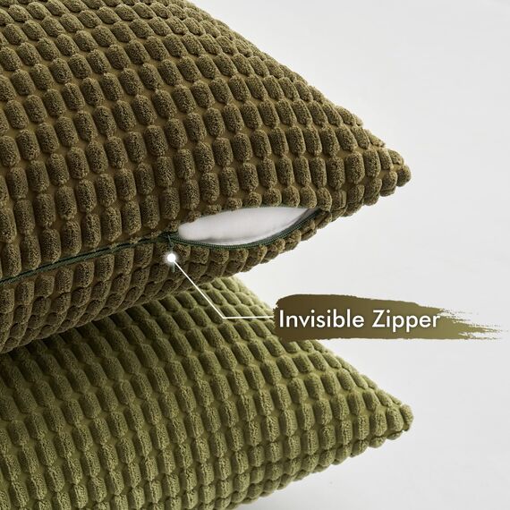 MIULEE 4er Set Kissenbezug Kissen Dekorative Kissenbezüge Kordsamt Sofakissen Dekokissen Kopfkissenbezug Couchkissen Deko Bezug für Sofa Couch Wohnzimmer Schlafzimmer 40x40cm Grüne Serie