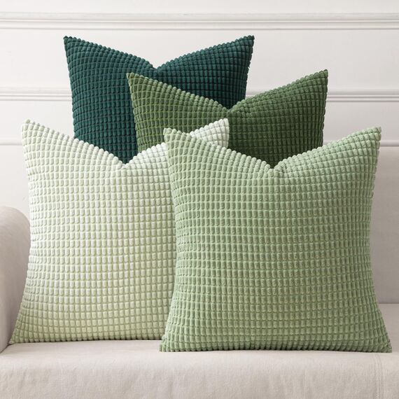 MIULEE 4er Set Kissenbezug Kissen Dekorative Kissenbezüge Kordsamt Sofakissen Dekokissen Couchkissen Deko Bezug für Sofa Couch Wohnzimmer Schlafzimmer Büro 50x50 cm Waldgrün Serie
