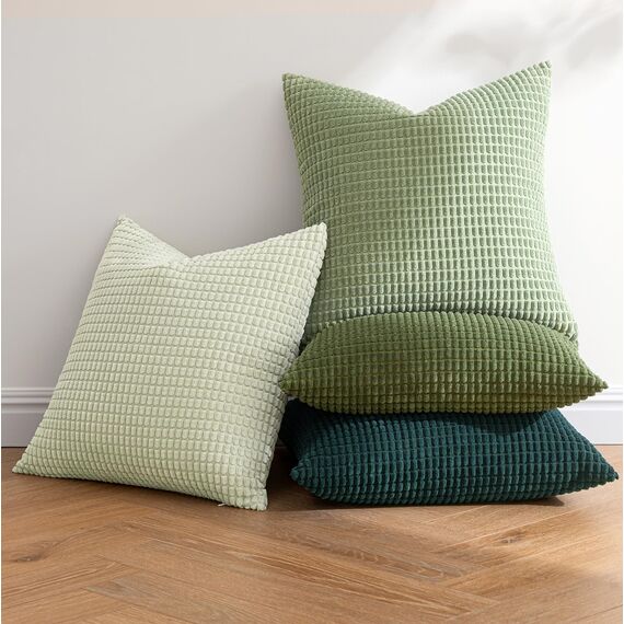 MIULEE 4er Set Kissenbezug Kissen Dekorative Kissenbezüge Kordsamt Sofakissen Dekokissen Couchkissen Deko Bezug für Sofa Couch Wohnzimmer Schlafzimmer Büro 50x50 cm Waldgrün Serie