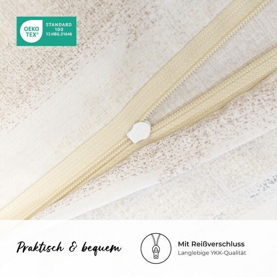 DILIOS Premium Bettwäsche 135x200 – 100% Baumwolle, ÖKO-TEX Zertifiziert, Renforcé, Atmungsaktiv & Antiallergisch, mit Reißverschluss, 2teilig – Bettbezug + Kissenbezug 80x80, Beige, Braun