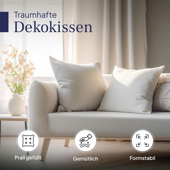 Gentle North Kopfkissen (40x60 cm groß) - 2er Set Kissen für Bett und als Dekokissen - Mit Reißverschluss für Füllung - Sofakissen - Zierkissen für Couch und Sofa - Ökotex - Waschbar bis 60° - Weiß