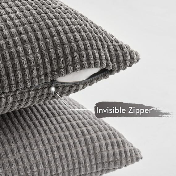 MIULEE 4er Set Kissenbezug Kissen Dekorative Kissenbezüge Kordsamt Sofakissen Dekokissen Kopfkissenbezug Couchkissen Deko Bezug für Sofa Couch Wohnzimmer Schlafzimmer Büro 45x45cm Graue Serie