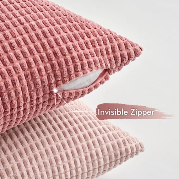 MIULEE 4er Set Kissenbezug Kissen Dekorative Kissenbezüge Kordsamt Sofakissen Dekokissen Kopfkissenbezug Couchkissen Deko Bezug für Sofa Couch Wohnzimmer Schlafzimmer Büro 45x45cm Rosa Serie