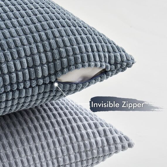 MIULEE 4er Set Kissenbezug Kissen Dekorative Kissenbezüge Kordsamt Sofakissen Dekokissen Kopfkissenbezug Couchkissen Deko Bezug für Sofa Couch Wohnzimmer Schlafzimmer Büro 40x40cm Dunkelblaue Serie