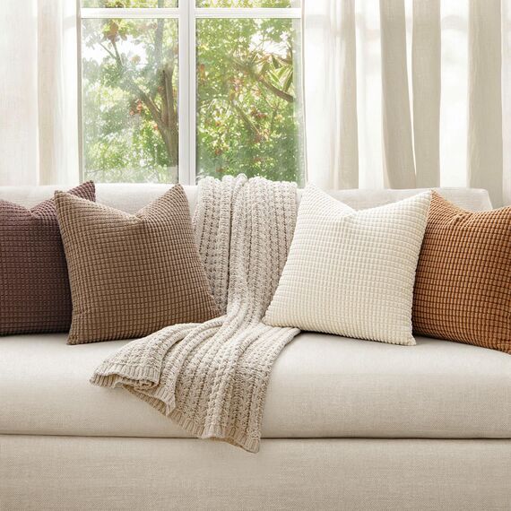 MIULEE Kissenbezug 40x40 4er Set Gelb-Braun Kissenbezüge Dekorative Kordsamt Sofakissen Dekokissen Kopfkissenbezug Couchkissen Deko Bezug für Sofa Couch Wohnzimmer Schlafzimmer Büro